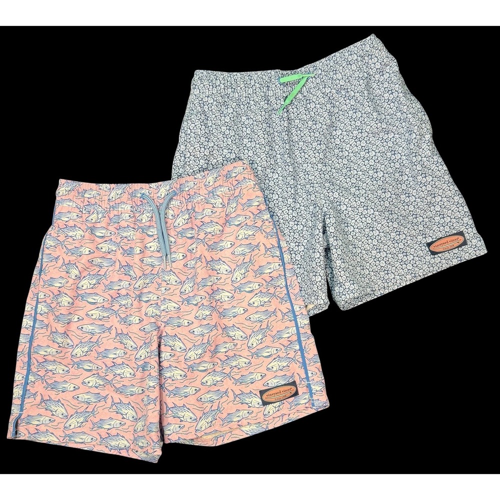 Vineyard Vines Lot 2 Youth Boys Swim Trunks Mesh Lined Bathing Shorts Medium